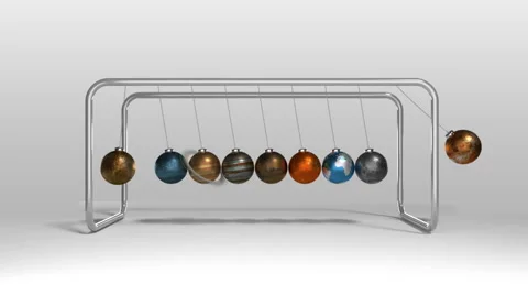 Newton's Cradle with Planets Stock-Footage 44324291