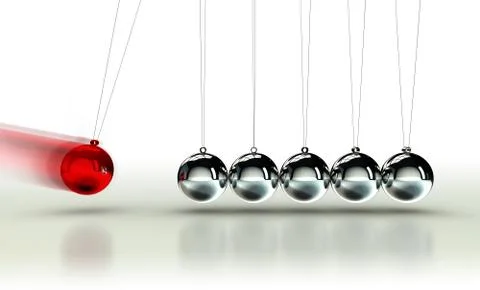 Newton's Cradle with red ball Stock Illustration