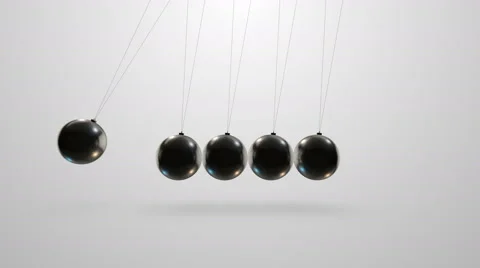 Newton's cradle in slow motion: a pendulum with swinging metal spheres Stock Footage 61075059