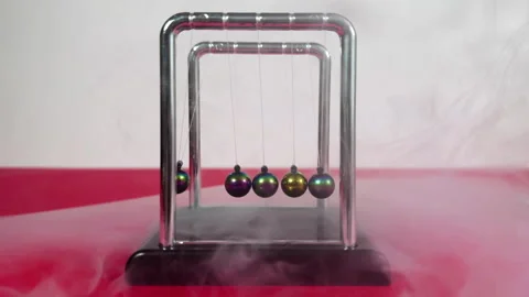 Newtons Cradle in Smoke Ambiance Stock Footage 308400633
