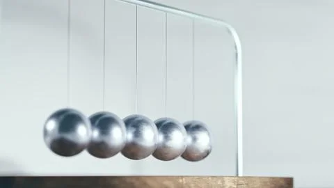 Newtons cradle without motion, in static, as an abstract background to Ilustración de archivo