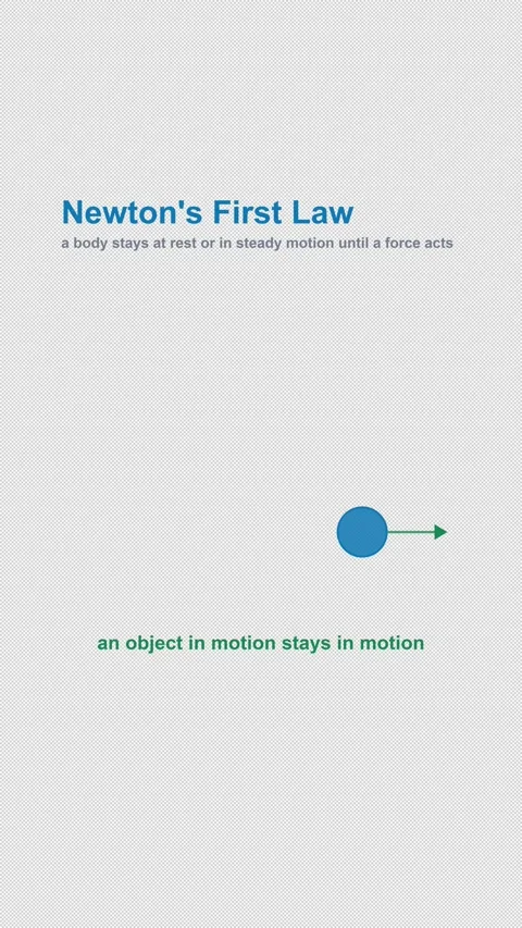 Newton's First Law Labeled Physics Diagram Alpha 4K Vertical 9x16 Light Vídeo Stock 339645550