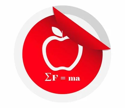 Newton's laws of motion, Newton's second law of motion, apple Stock Illustration