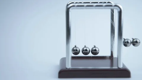 Newton's pendulum close-up on white background Stock Footage 103630428