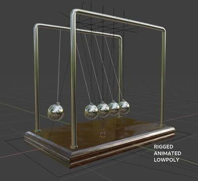 Newtons Pendulum Cradle Ball Rigged Animated Lowpoly PBR Low-poly 3D model 3D Model