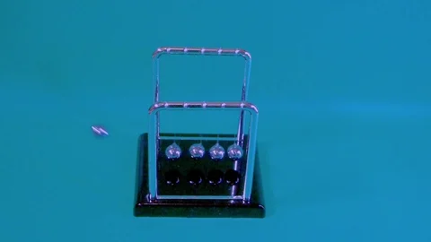 Newton's pendulum with green screen background in slow motion  Stock Footage 128529651