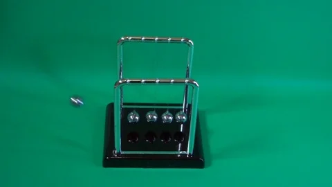 Newton's pendulum with green screen background in slow motion  Stock Footage 128529810