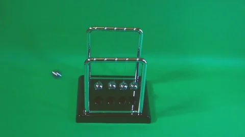 Newton's pendulum with green screen background in slow motion  Stock Footage 128530020