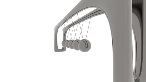 Newton's pendulum slowly turns sideways in front of the camera. The polished Stock-Footage 153084681