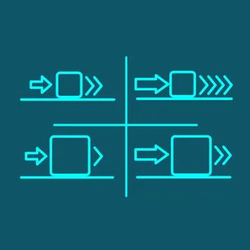 Newton's Second Law force, mass and acceleration compared in a 2×2 grid Иллюстрация