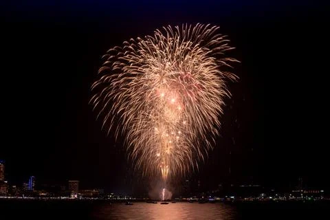 Newyear firework cityscape Stock Photos