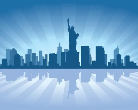 Newyork skyline with reflection in water Stock Illustration