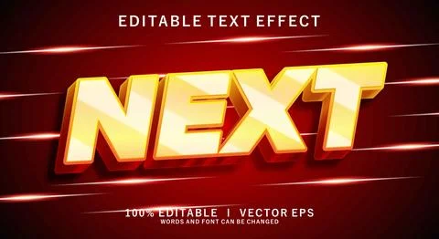 Next 3d vector text effect with modern style design Stock Illustration