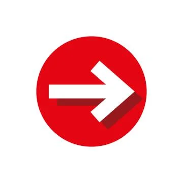 Next arrow vector. Flat red circle shape and arrow Stock Illustration