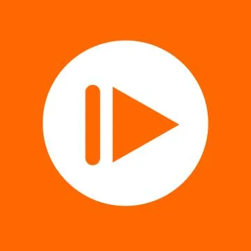 Next button sign icon. In white circle on a orange background. Stock Illustration