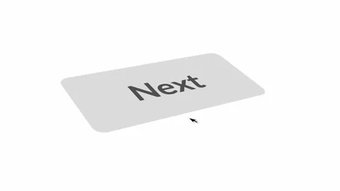 Next button on white background. Cursor Clicks on Button. Stock Footage 217776561
