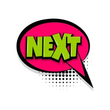 Next comic text white background Stock Illustration