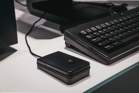 NEXT computer and mouse in Apple Museum in Prague, Czech Republic. Stock Photos