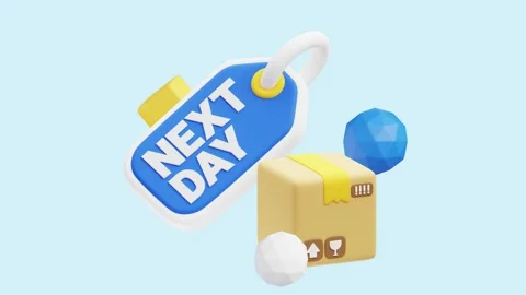 Next Day Delivery animated 3d icon. Stock Footage 289454045