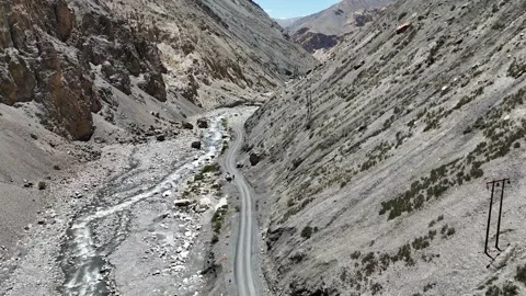 Next Drone Shot of Winding Road Through Barren Himalayan Landsca Stock Footage 329325510