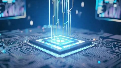 Next-Gen AI Processor The Future of Digital Intelligence and Data Analytics Stock Footage 313533826