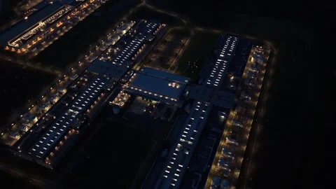 Next-gen internet and AI computing servers glowing after dark. Stockbeeldmateriaal 318287760