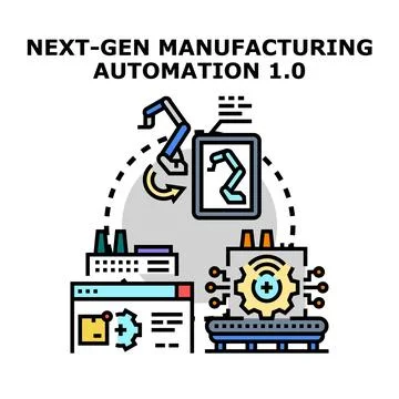Next gen manufacturing automation digital transformation concept Stock Illustration