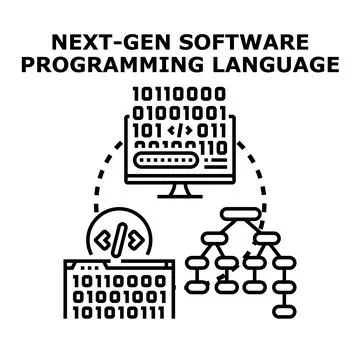 Next gen software programming language developing concept Stock Illustration