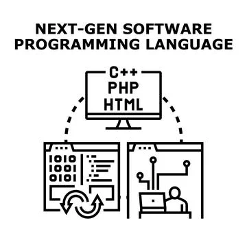 Next gen software programming language development process Ilustração Stock