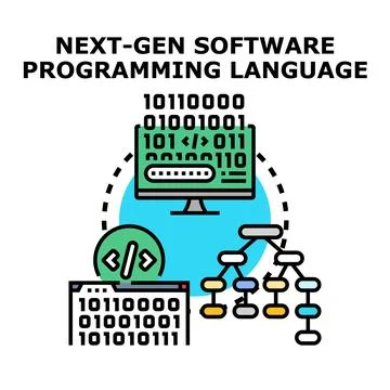 Next gen software programming language developing concept Stock Illustration