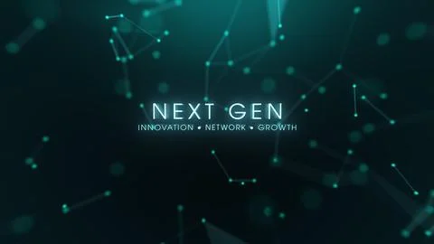 Next Gen Technology Plexus Background with Innovation Network Text Stock Illustration