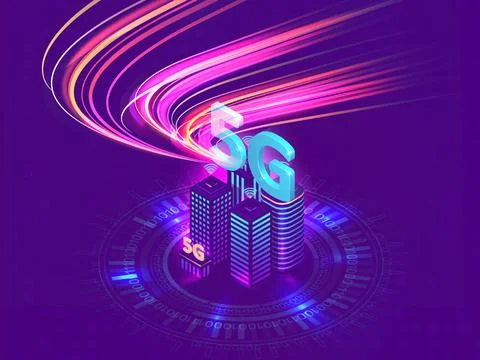 Next generation 5G highspeed internet connection Illustrazione stock