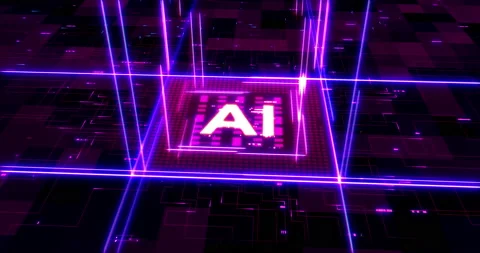 Next Generation AI Computer Chip Processors Transmitting Data. Stock Footage 236551779