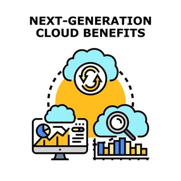 Next generation cloud computing benefits digital transformation vector Stock Illustration