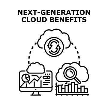 Next generation cloud computing benefits digital transformation vector Stock Illustration