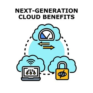 Next generation cloud computing benefits development concept Stock Illustration