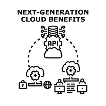 Next generation cloud computing benefits development Stock Illustration