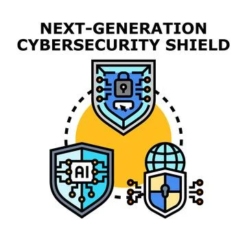 Next generation cybersecurity shield protecting digital data network イラスト素材