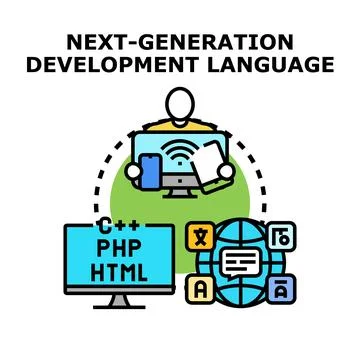 Next generation development language application programming concept Illustrazione stock