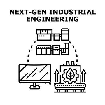 Next generation industrial engineering concept integrating automated factory  Stock Illustration