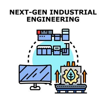 Next generation industrial engineering concept integrating technology and s.. Stock Illustration