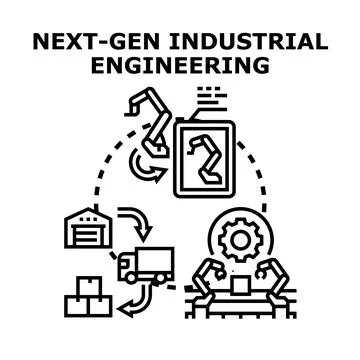 Next generation industrial engineering process optimizing production Stock Illustration