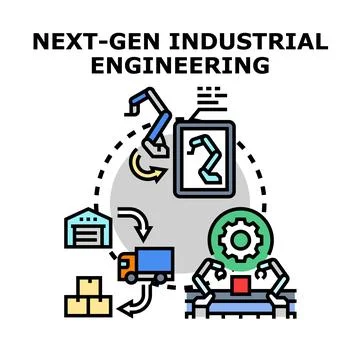 Next generation industrial engineering process optimizing production Stock Illustration