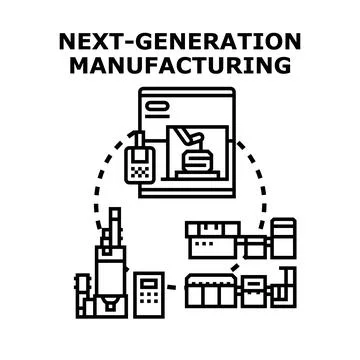 Next generation manufacturing concept with automated production process Stock Illustration