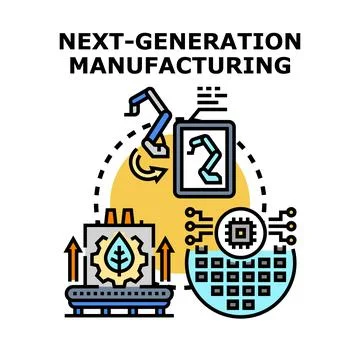 Next generation manufacturing process innovation and automation Stockillustratie