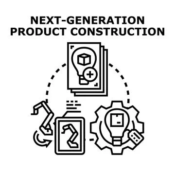 Next generation product construction innovation and development Stock Illustration