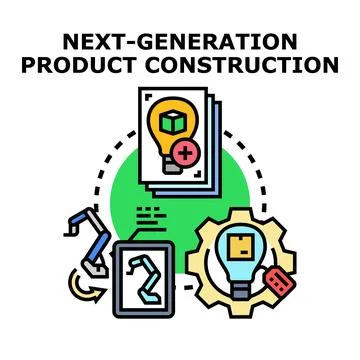 Next generation product construction innovation and development Stock Illustration