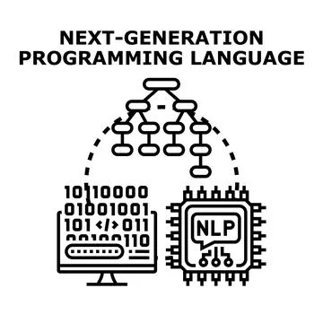 Next generation programming language developing future artificial intelligenc Ilustración de archivo