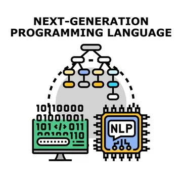 Next generation programming language developing future artificial intelligenc 스톡 일러스트