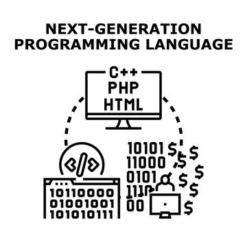 Next generation programming language development and coding 库存插图